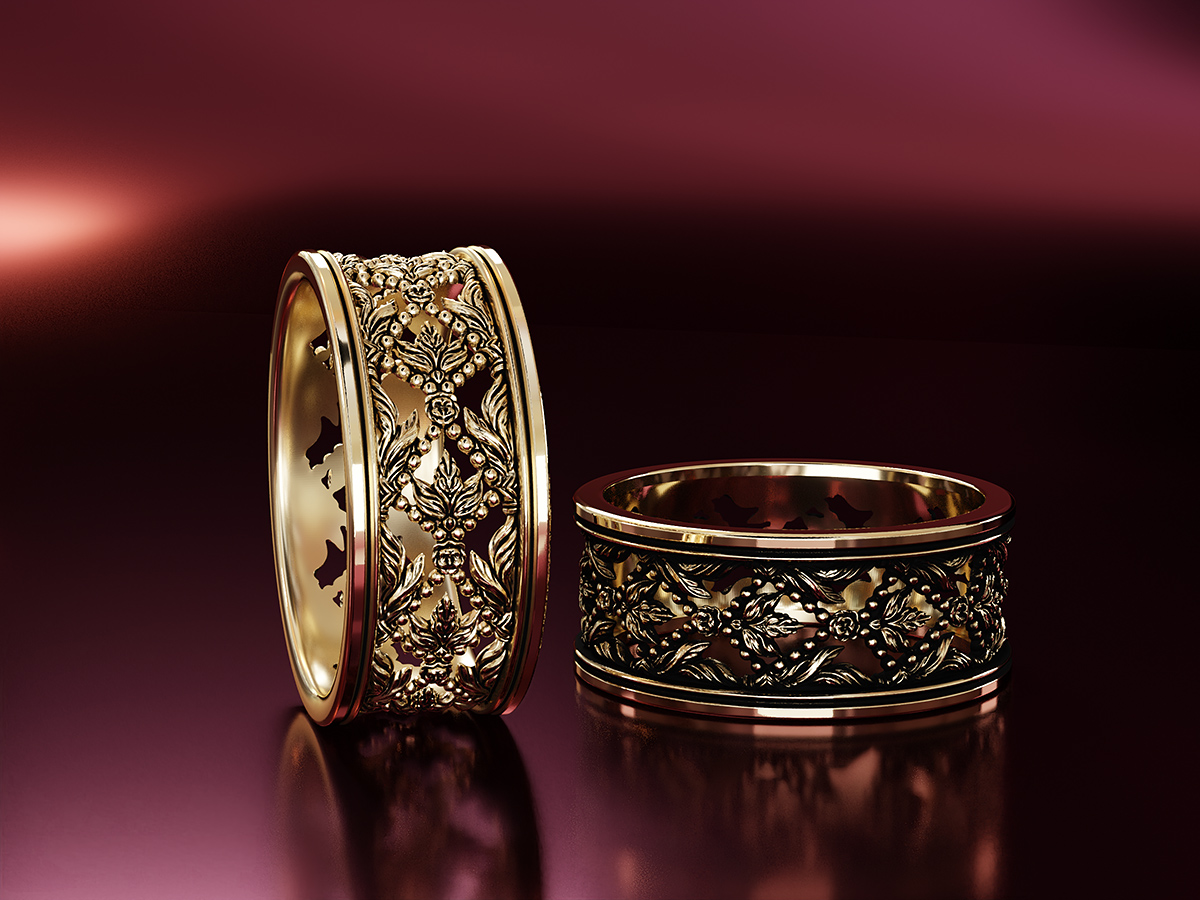 Vintage Decorative Ring. Jewellery 3D Rendering.